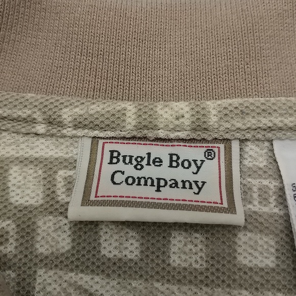 Bugle Boy Co. men's vintage short sleeve polo shirt large browns geometric print - Picture 9 of 12
